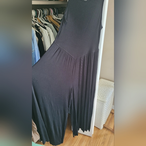 Viral American Eagle Soft Sexy Stretchy Xl Black High Neck Wide Leg Jumpsuit - Picture 4 of 9